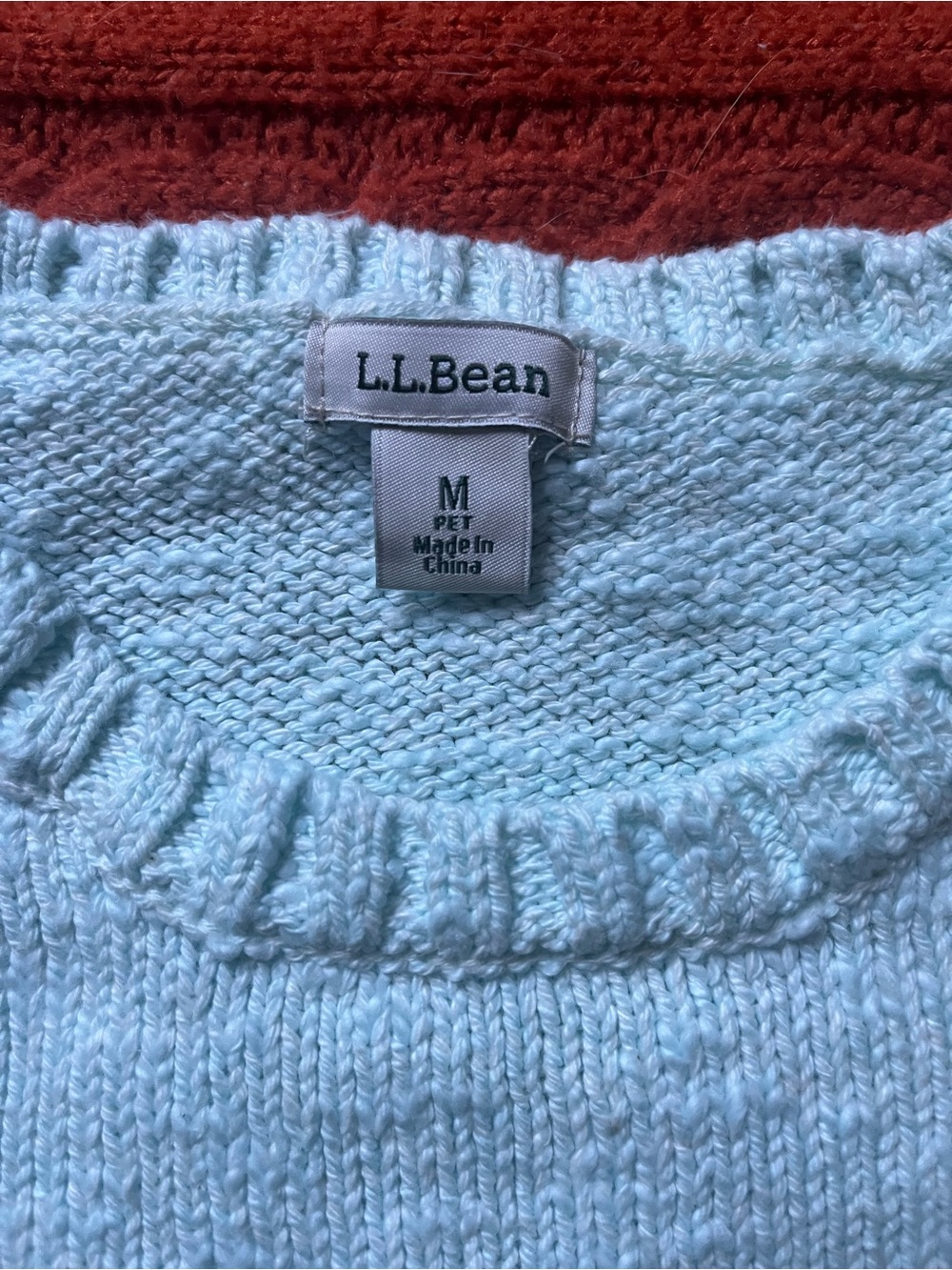L.L. Bean Mint Blue Crewneck Knit Sweater
